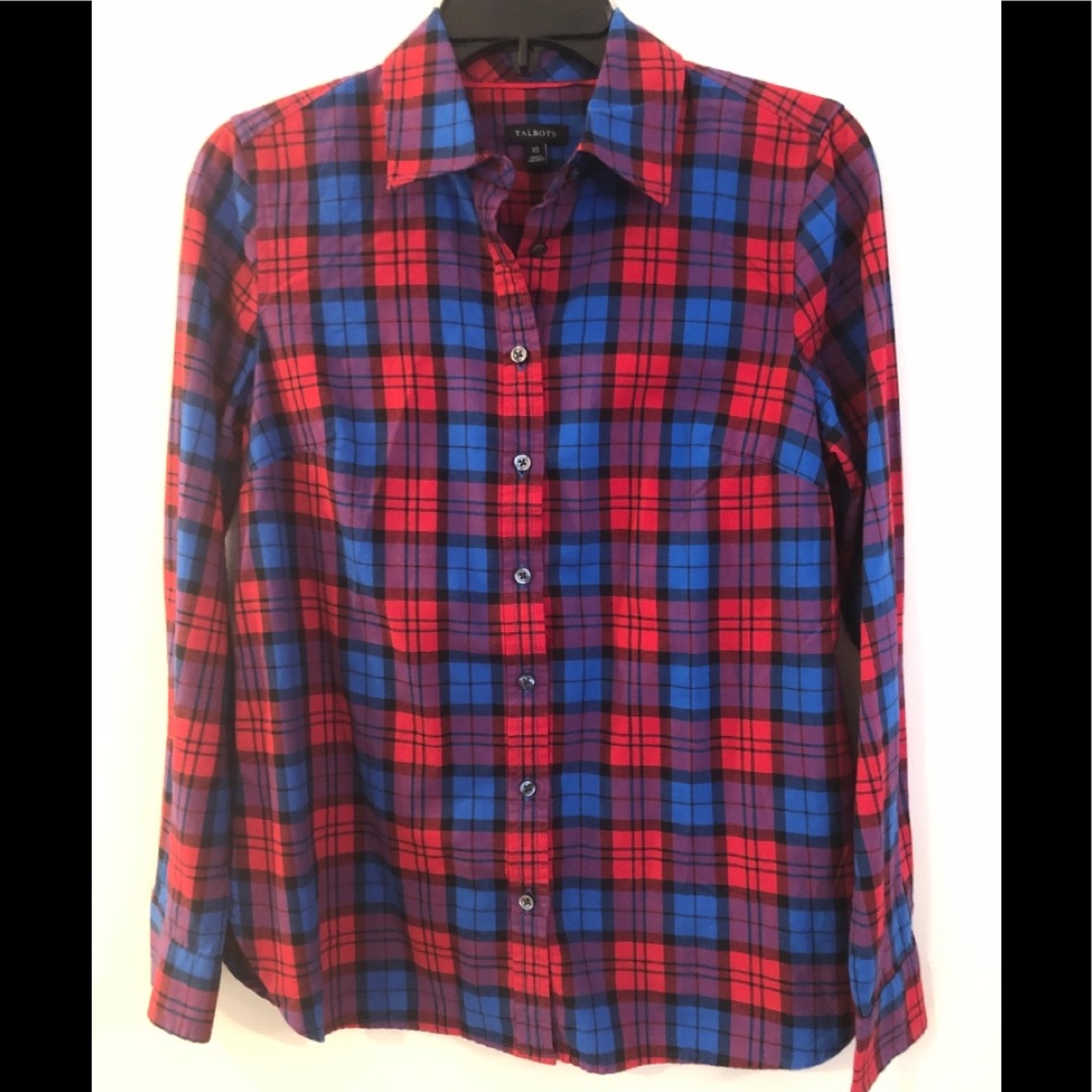 Never Worn Talbots XS Plaid Blouse
